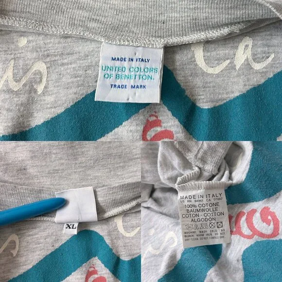 90s Vintage Benetton Goddess of the Sea Art T-shirt je suis la deesse de la mer. - Picture 4 of 4